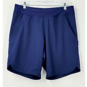 Lands End Womens Navy Active Board Shorts Sz 12 Stretch Athletic Swim modest